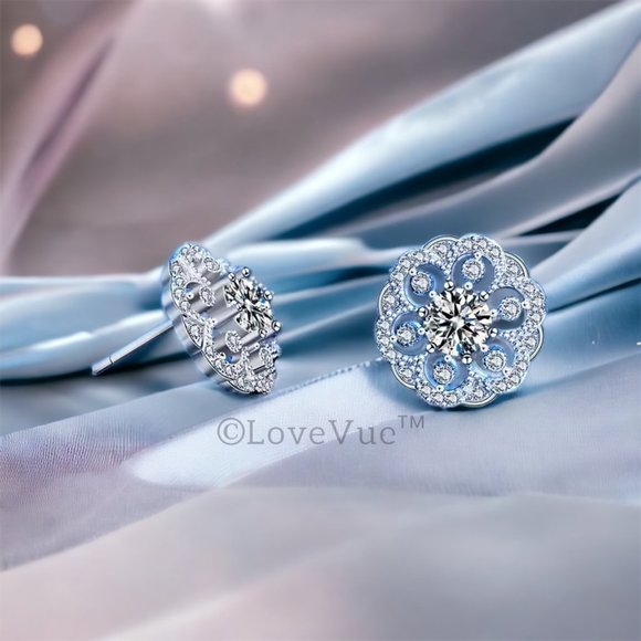 Certified 1ct. t.w. Diamond Cluster Luxury Floral Stud Earrings VVS1 - Picture 6 of 15